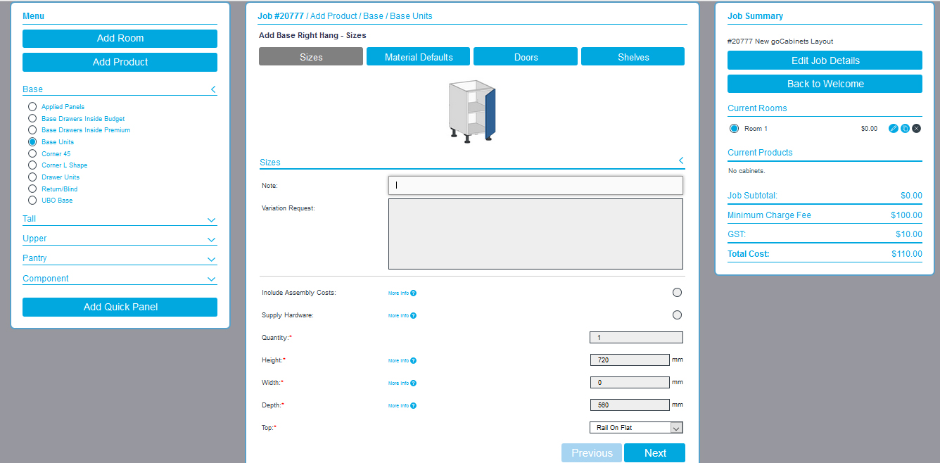 goCabinets Add a product display