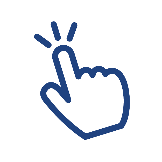 blue hand pointing icon